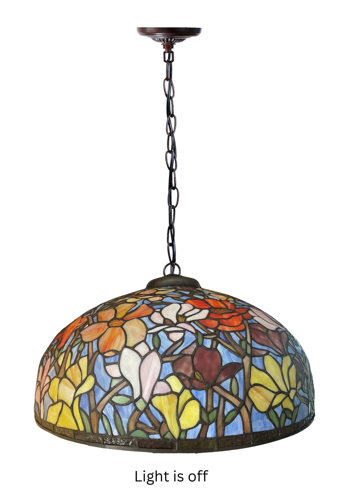 Huge 22" Magnolia Flower Stained Glass Tiffany Hanging Light