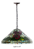 Huge 20" Poppy Flower Stained Glass Tiffany Hanging Light