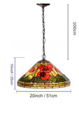 Huge 20" Poppy Flower Stained Glass Tiffany Hanging Light