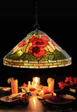 Huge 20" Poppy Flower Stained Glass Tiffany Hanging Light