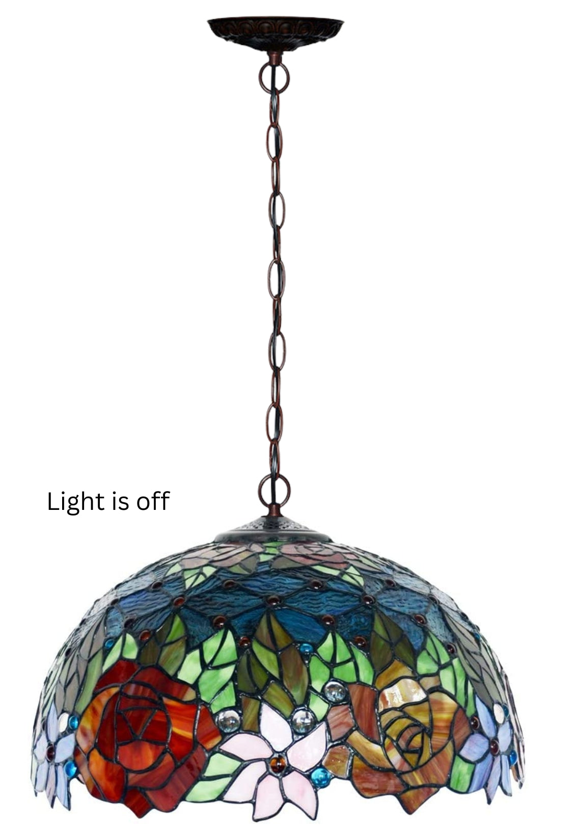 Large 16" Rose Tiffany Stained Glass Downlight Tiffany Pendant Light