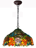 Large 17" Rose Stained Glass Tiffany Hanging Light