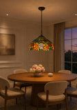 Large 17" Rose Stained Glass Tiffany Hanging Light