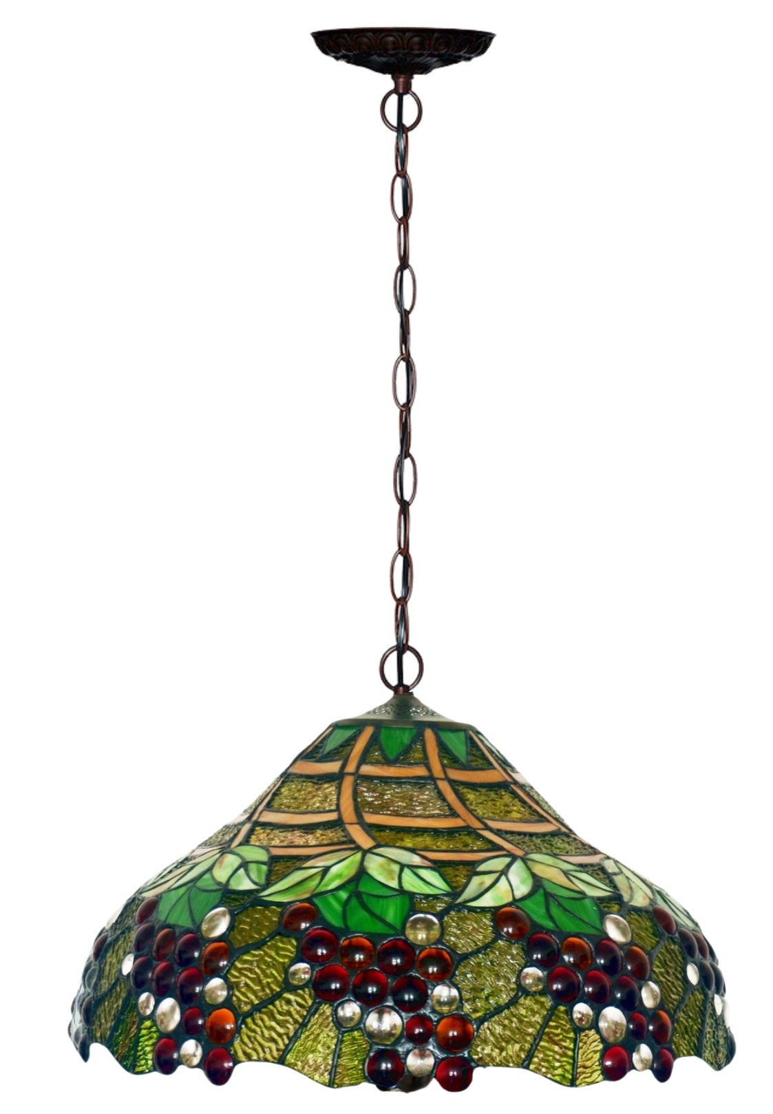 Large 18" Wide  Grape  Stained Glass Leadlight Tiffany Pendant Light *Limited