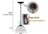 Large 16" Blue Baroque Style Stained Glass Cafe Tiffany Hanging Light