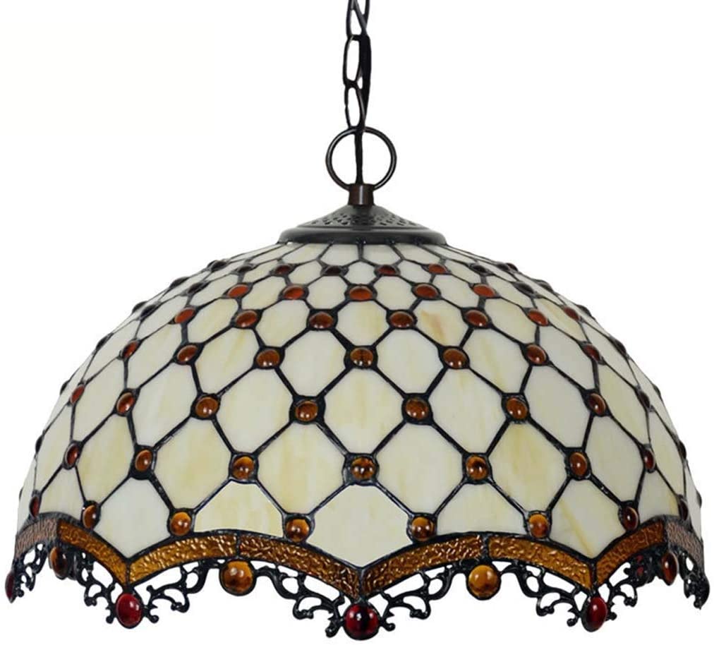 16" Bead Stained Glass Leadlight Tiffany Pendant Light