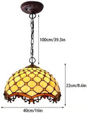 16" Bead Stained Glass Leadlight Tiffany Pendant Light