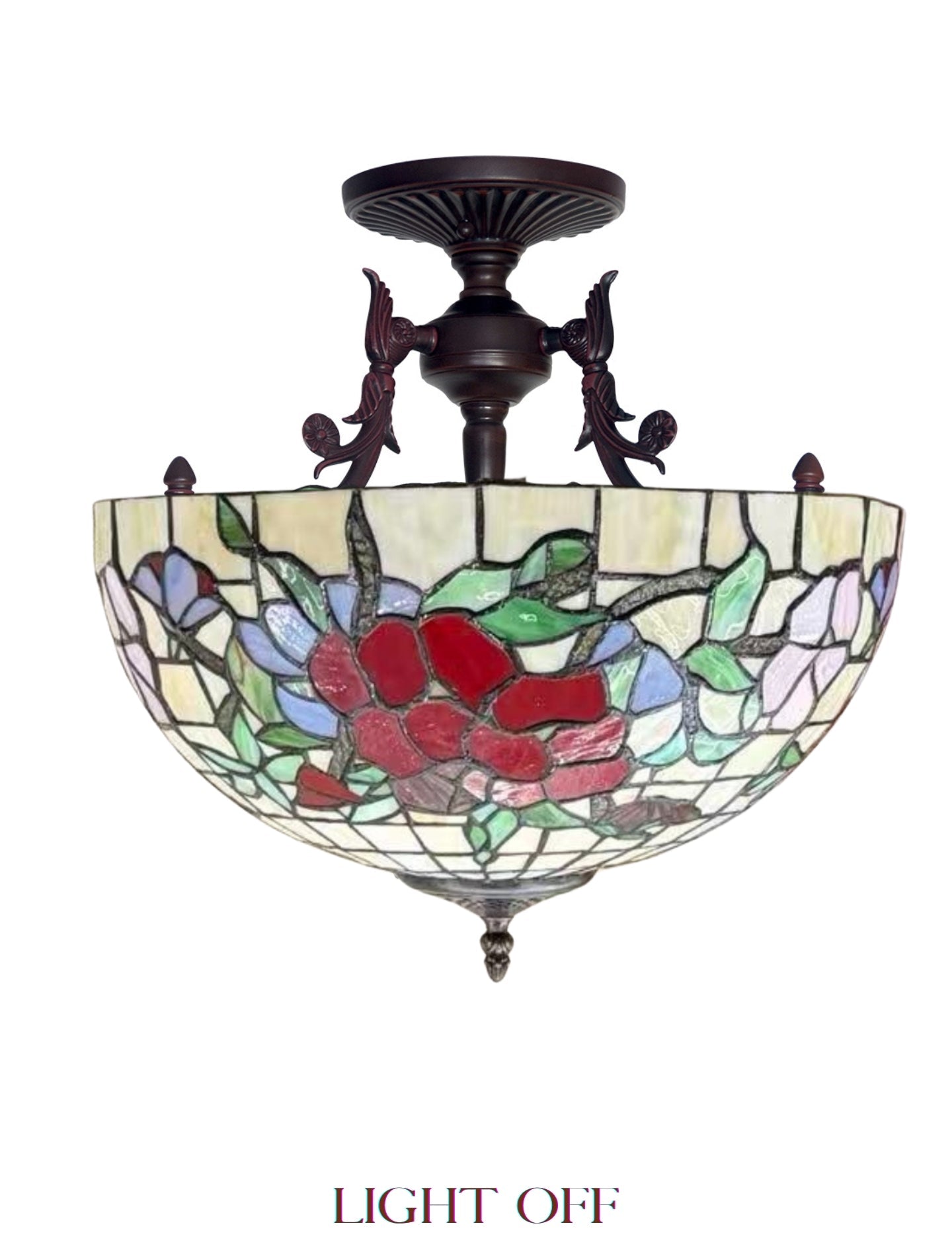 16 “ Large Pansy Floral Tiffany Semi Flush Ceiling Light