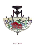 16 “ Large Pansy Floral Tiffany Semi Flush Ceiling Light