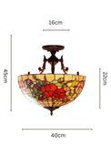 16 “ Large Pansy Floral Tiffany Semi Flush Ceiling Light