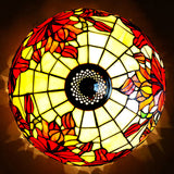 16 “ Large Elegant Red Lily Tiffany Semi Flush Mount Ceiling Light