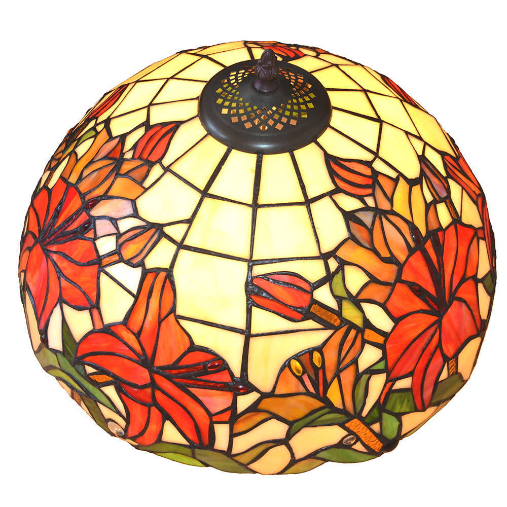 16 “ Large Elegant Red Lily Tiffany Semi Flush Mount Ceiling Light