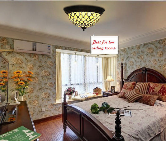 Elegant Bead Tiffany Style  Flush Mount Ceiling Lights
