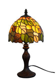 8-Inch Autumn Leaves Tiffany-Style Small Table Lamp