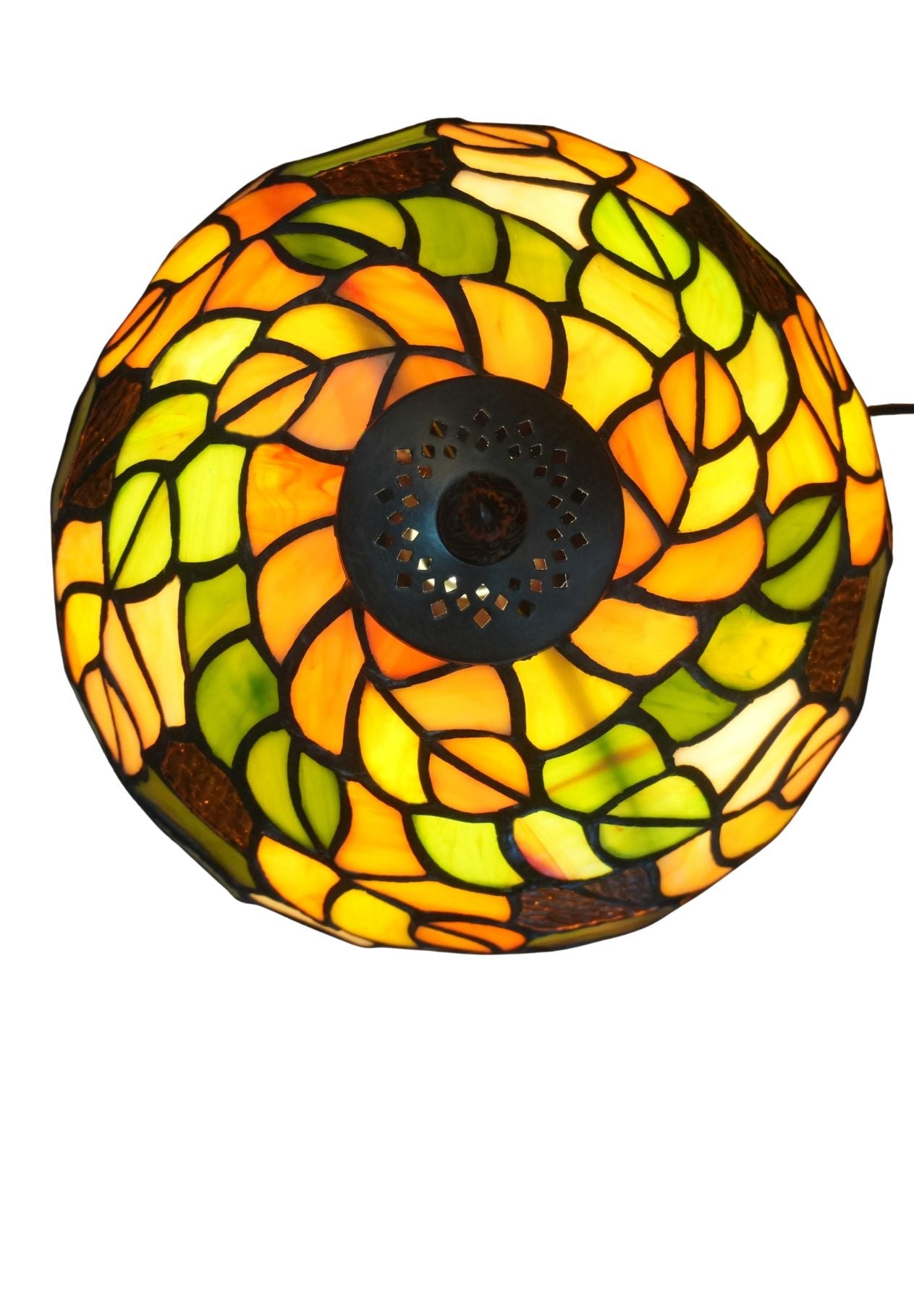 8-Inch Autumn Leaves Tiffany-Style Small Table Lamp