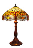 Premium 16" Amber Dragonfly Tiffany Style Table Lamp with Filigree Wings