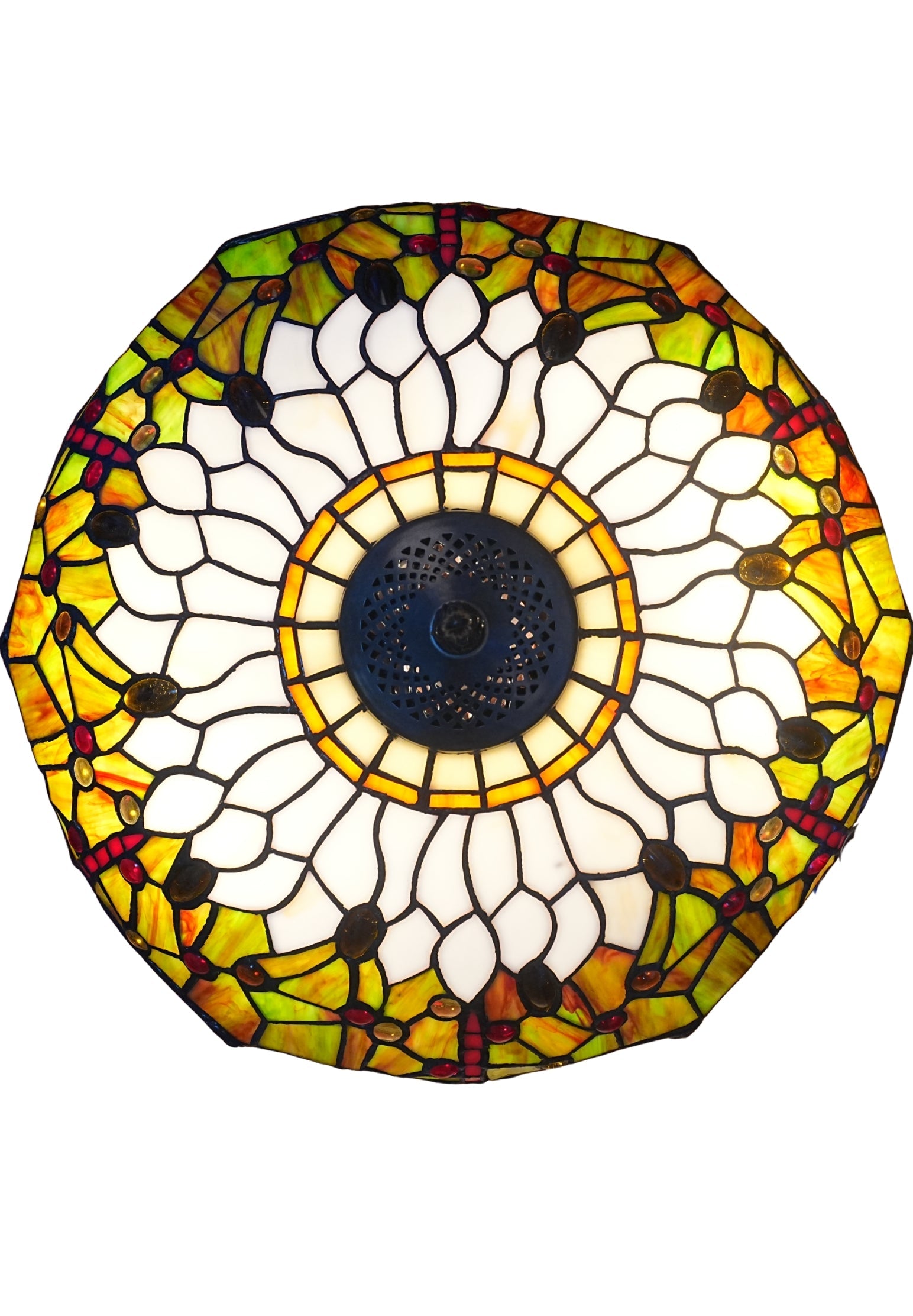 Premium 16" Amber Dragonfly Tiffany Style Table Lamp with Filigree Wings