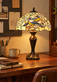 Premium 16" Magpie Birds Blossom Tiffany Stained Glass Table Lamp