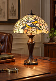 Premium 16" Magpie Birds Blossom Tiffany Stained Glass Table Lamp