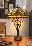 Premium 16" Amber Art Nouveau Tiffany Style Table Lamp with Scrollwork Base