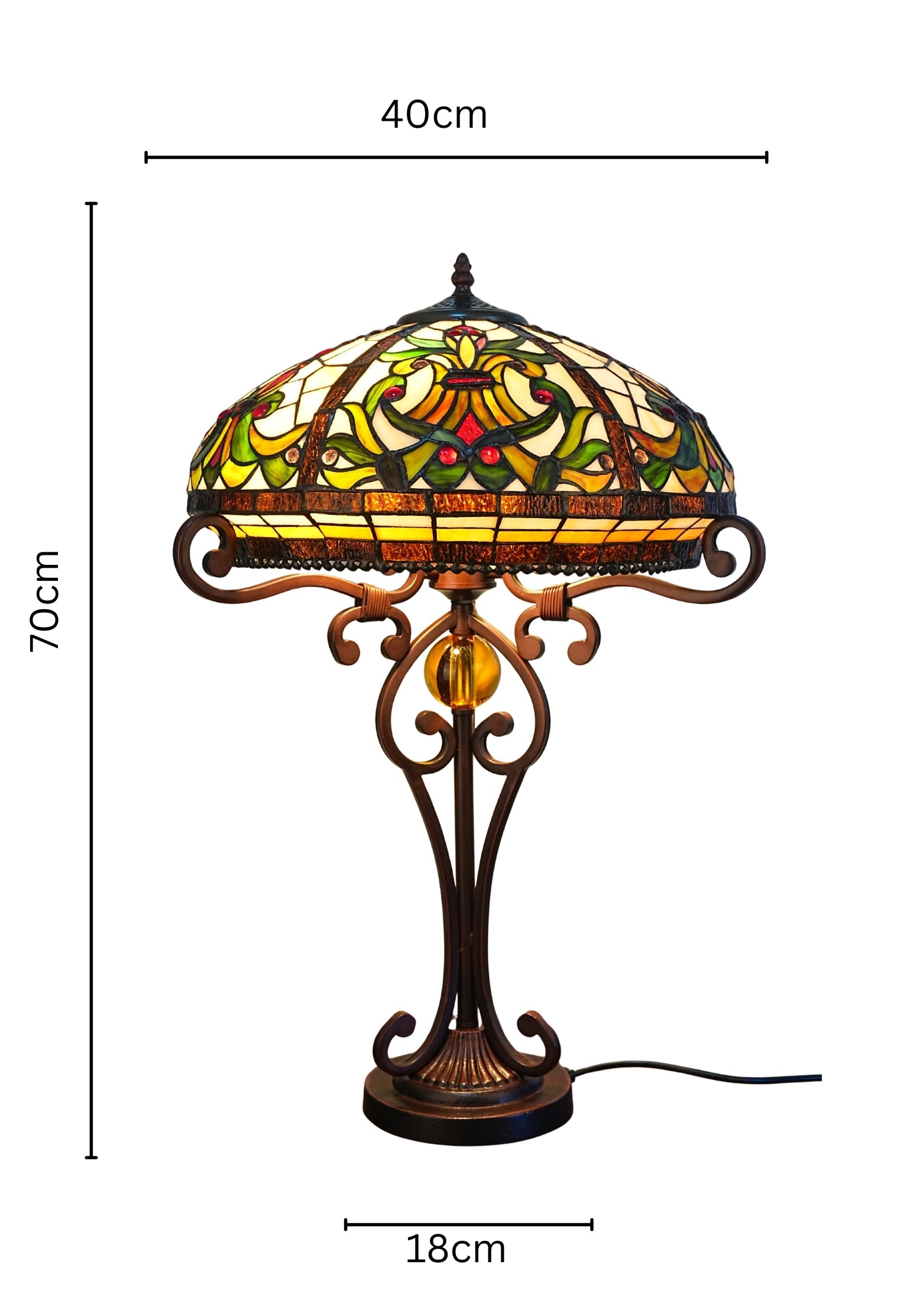 Premium 16" Amber Art Nouveau Tiffany Style Table Lamp with Scrollwork Base