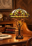 Premium 16" Amber Art Nouveau Tiffany Style Table Lamp with Scrollwork Base