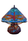 Premium 16" Blue Dragonfly Tiffany Table Lamp with Mosaic Base