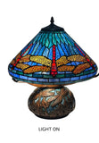 Premium 16" Blue Dragonfly Tiffany Table Lamp with Mosaic Base
