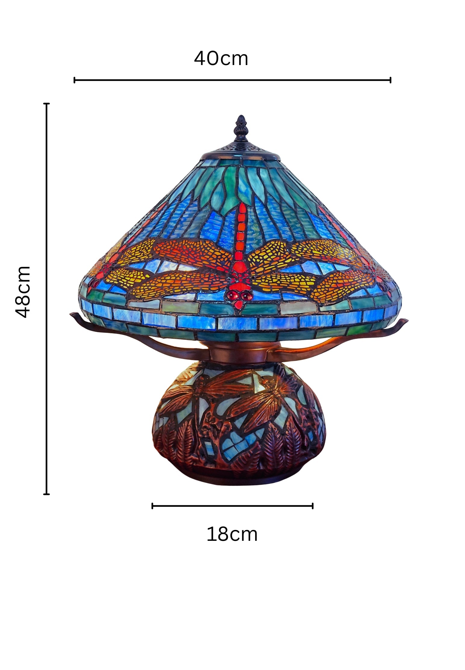 Premium 16" Blue Dragonfly Tiffany Table Lamp with Mosaic Base