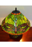 Premium 16" Green Dragonfly Tiffany Table Lamp with Mosaic Base