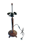 18" Iris Tiffany Style Table Lamp – Handcrafted Stained Glass Floral Lamp with Vintage Bronze Base