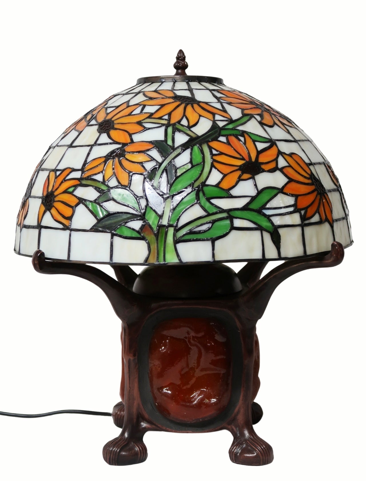 Legend Collection@16" Tiffany Flower Black-Eyed Susan Table Lamp  With "Turtleback Tile" Lighted base