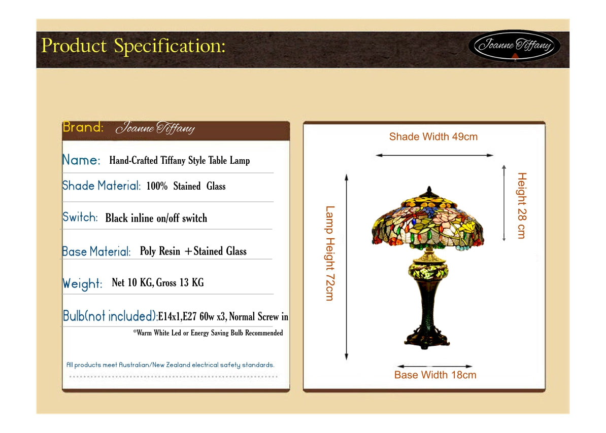 Limited Edition@Huge Tiffany Reproduction Double Lights Traditional Dragonfly Table Lamp