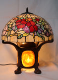 Legend Collection@Reproduction Tiffany Pansy Table Lamp  With "Turtleback Tile" Lighted base