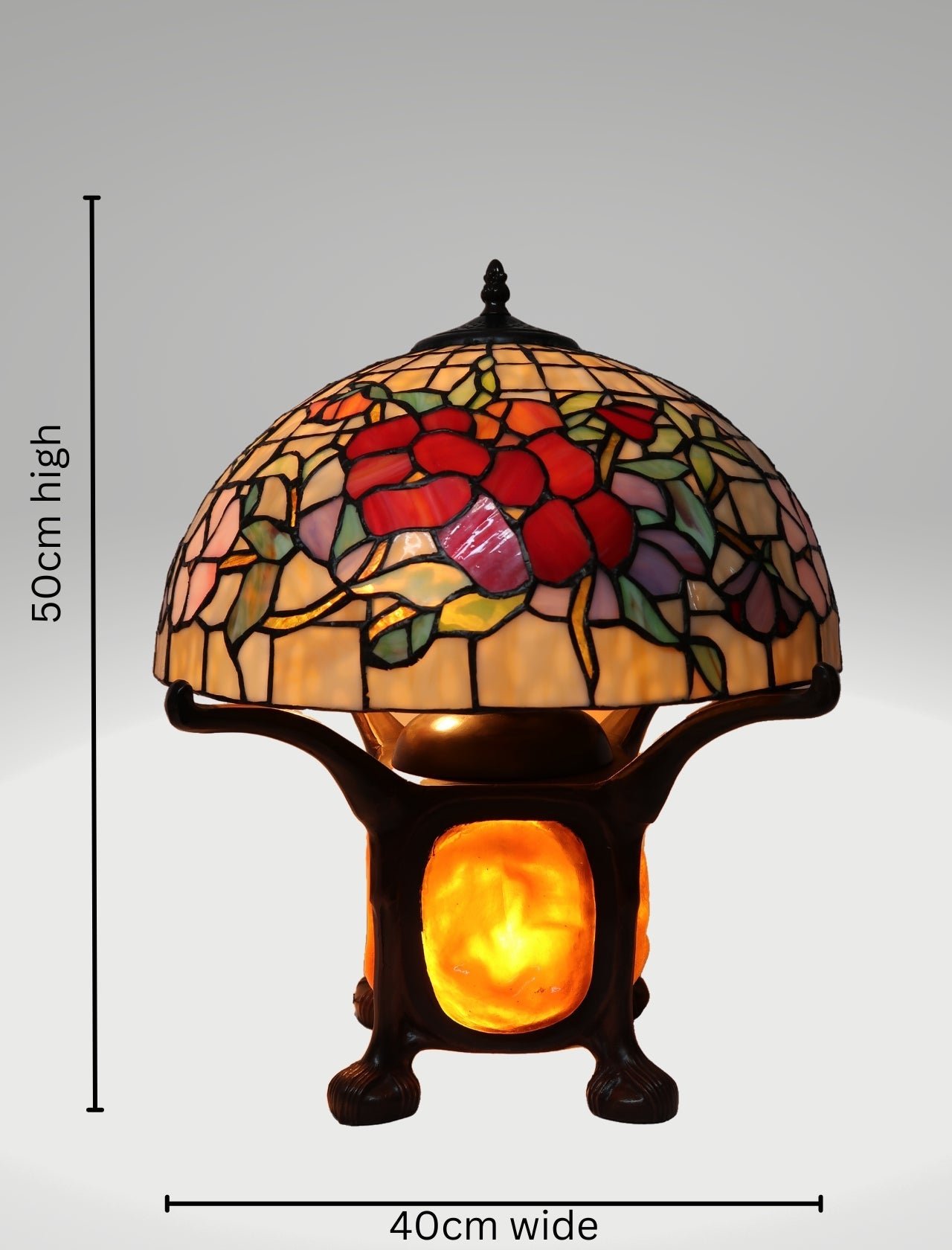 Legend Collection@Reproduction Tiffany Pansy Table Lamp  With "Turtleback Tile" Lighted base