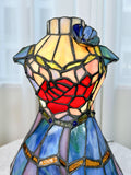 Tiffany Leadlight Art Deco Stained Glass Dress Form Table Lamp