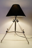 Limited Stock @Striking industrial style Tripod Table Lamp Black shade with white wooden base