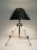 Limited Stock @Striking industrial style Tripod Table Lamp Black shade with white wooden base