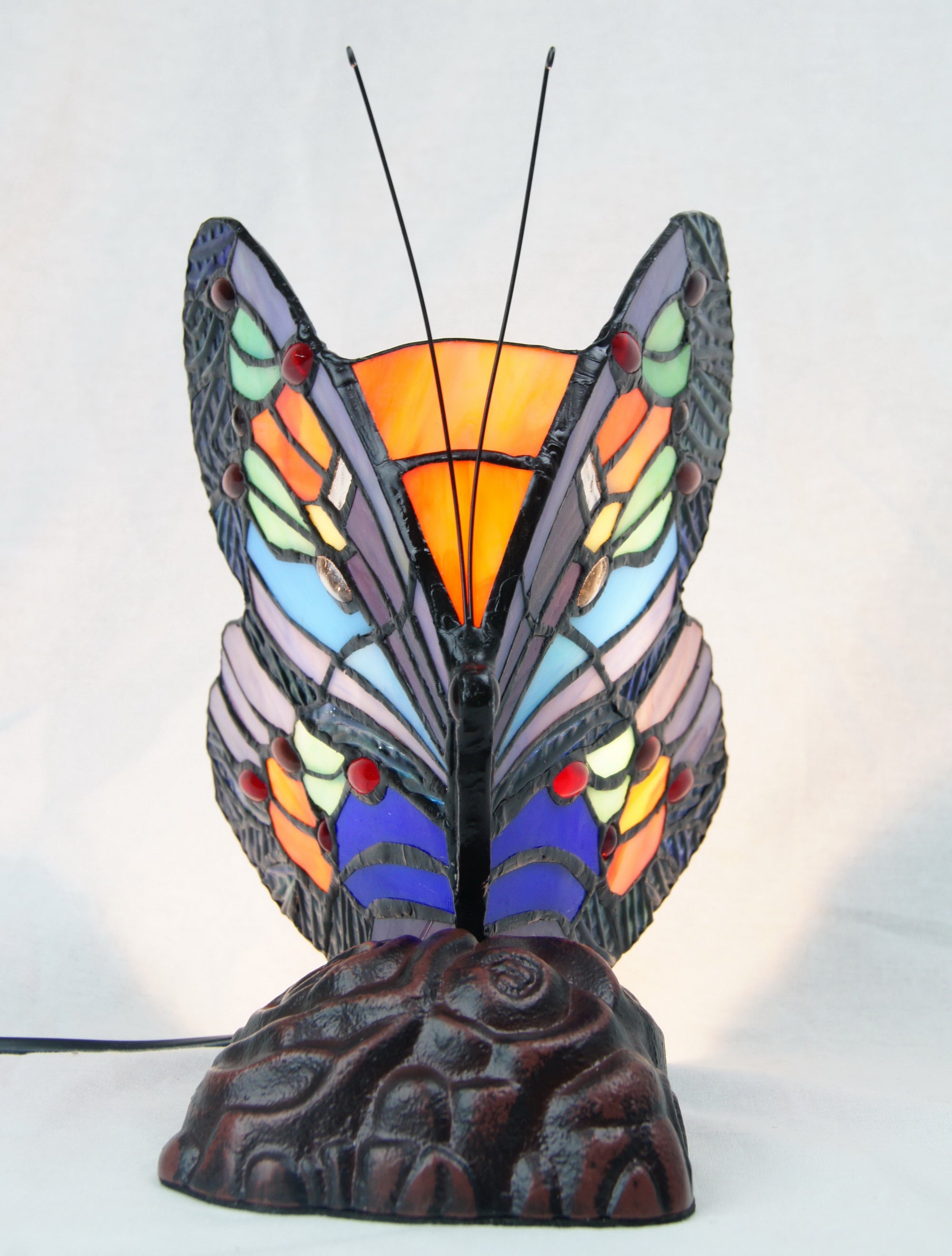 Vivid Cute Butterfly  Tiffany Leadlight Stained Glass Art Deco Table Lamp