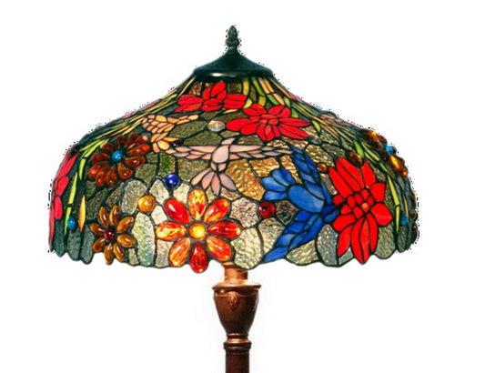 Large 16" hummingbird flowers Stained Glass Tiffany Floor Lamp