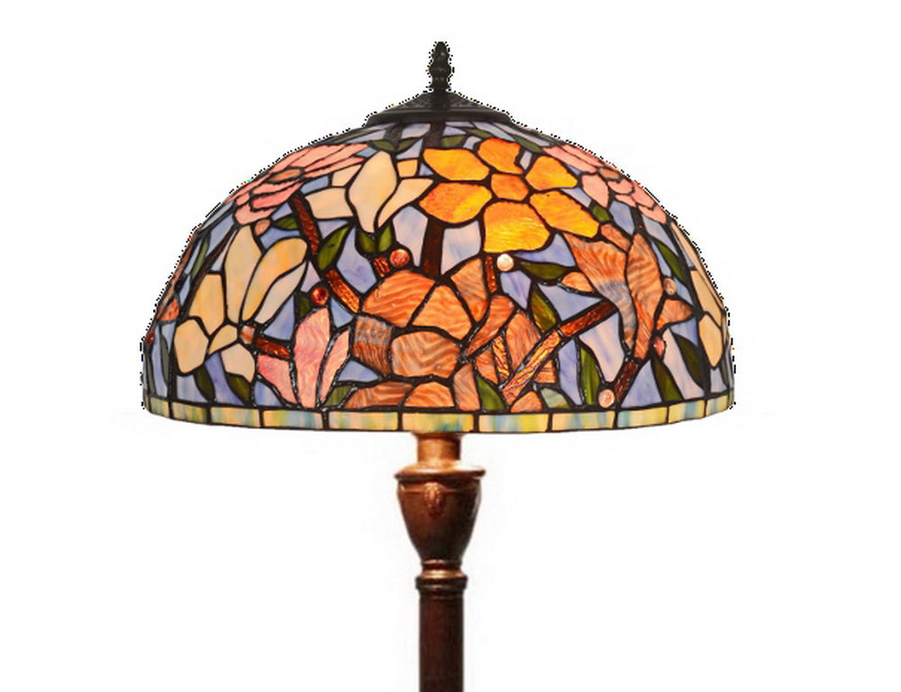 Large 16" Flower Magnolia Stained Glass Tiffany Floor Lamp