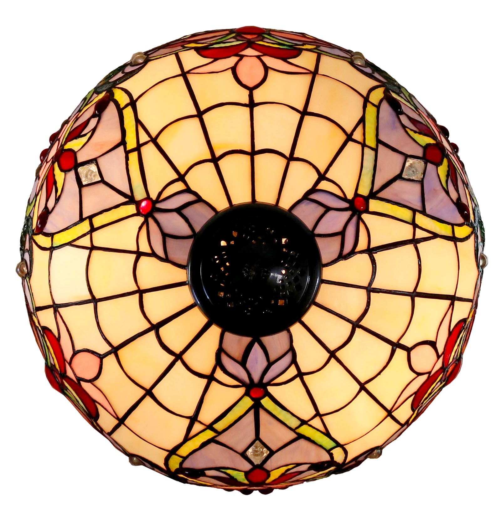 Large 16" Victorian Style Stained Glass Tiffany Floor Lamp