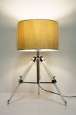 Limited Stock @Striking industrial style Tripod Table Lamp Beige shade with white wooden base