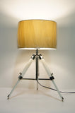 Limited Stock @Striking industrial style Tripod Table Lamp Beige shade with white wooden base