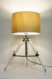 Limited Stock @Striking industrial style Tripod Table Lamp Beige shade with white wooden base