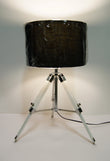 Industrial style Tripod Table Lamp Black shade with white wooden base