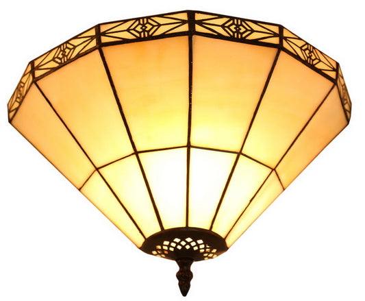 Mission Stained Glass Tiffany Wall Light  with Intricate Filigree Accent