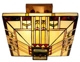 14" Mission  Tiffany Style Semi Flush Ceiling Light