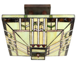 14" Mission  Tiffany Style Semi Flush Ceiling Light