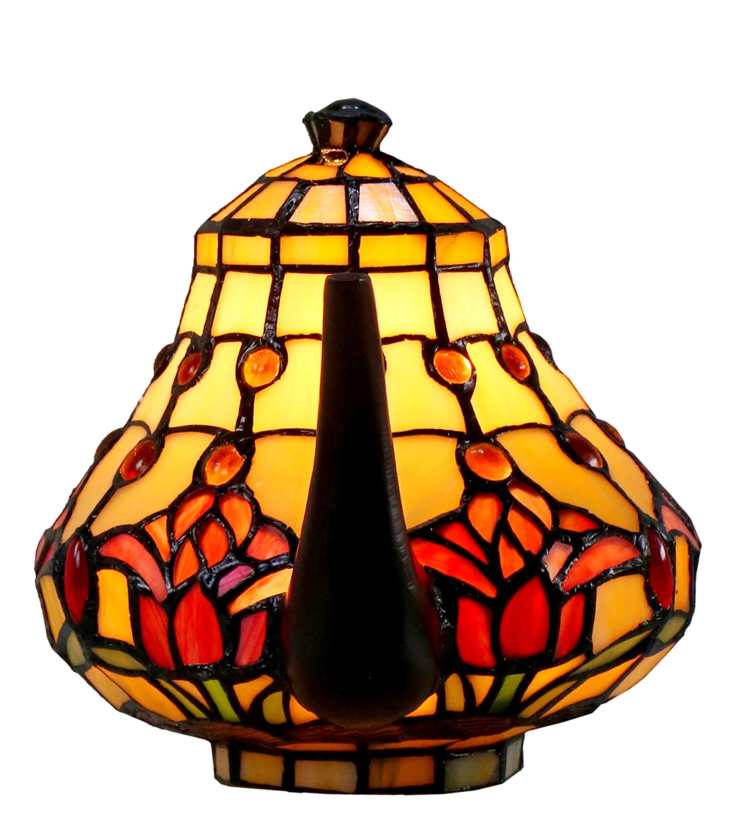 Red Tulip Teapot Leadlight Tiffany Table Lamp